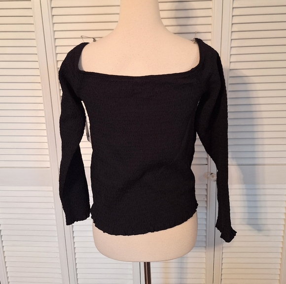 Nordstrom BP. Black Gathere Crop Top LG NWT *P - Picture 2 of 5